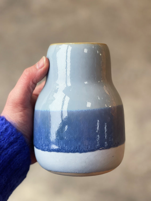 HORIZON small vase - glossy blue/cloud
