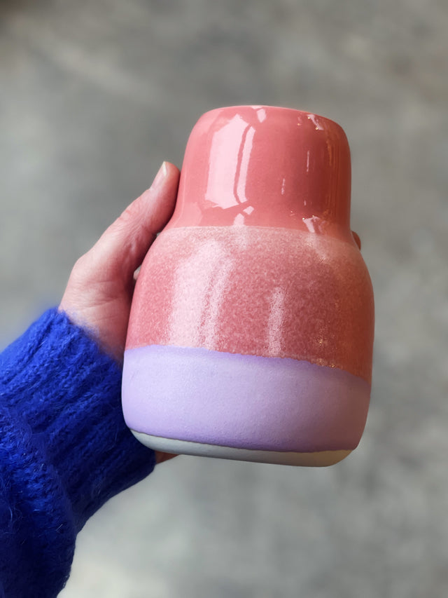 HORIZON small vase - coral/matte purple