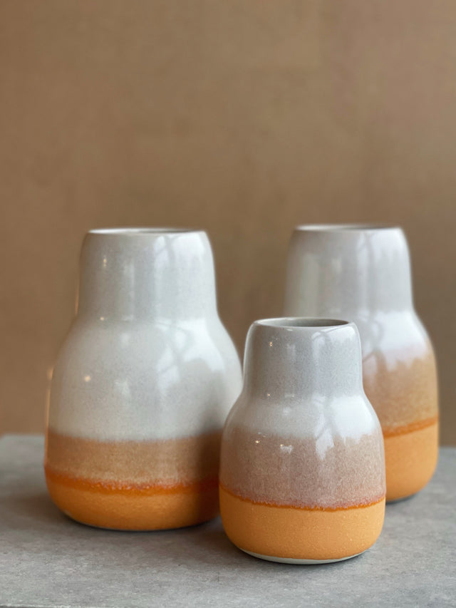HORIZON small vase - snow/orange